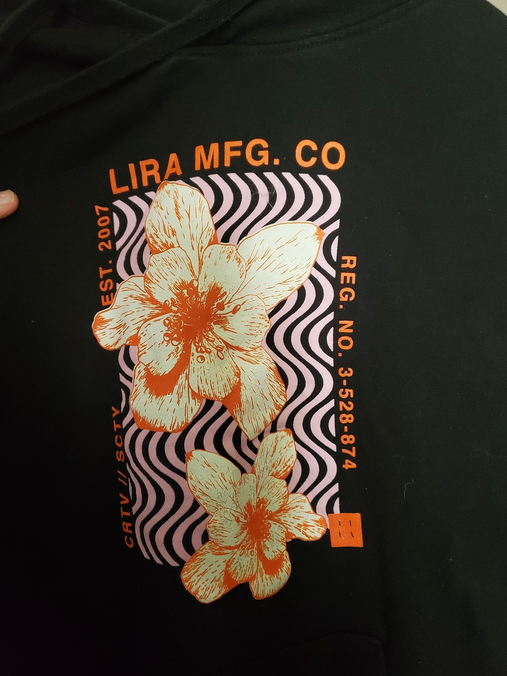 Lira Black Hoodie with Orange & Light Pink Floral Graphic